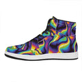 Psychedelic Wavy Print High Top Leather Sneakers