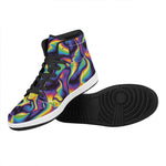Psychedelic Wavy Print High Top Leather Sneakers