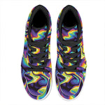Psychedelic Wavy Print High Top Leather Sneakers