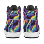 Psychedelic Wavy Print High Top Leather Sneakers