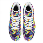 Psychedelic Wavy Print High Top Leather Sneakers