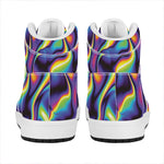 Psychedelic Wavy Print High Top Leather Sneakers