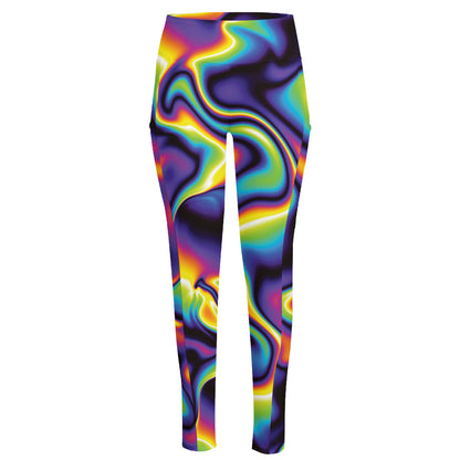 Psychedelic Wavy Print High-Waisted Pocket Leggings