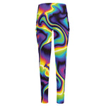 Psychedelic Wavy Print High-Waisted Pocket Leggings