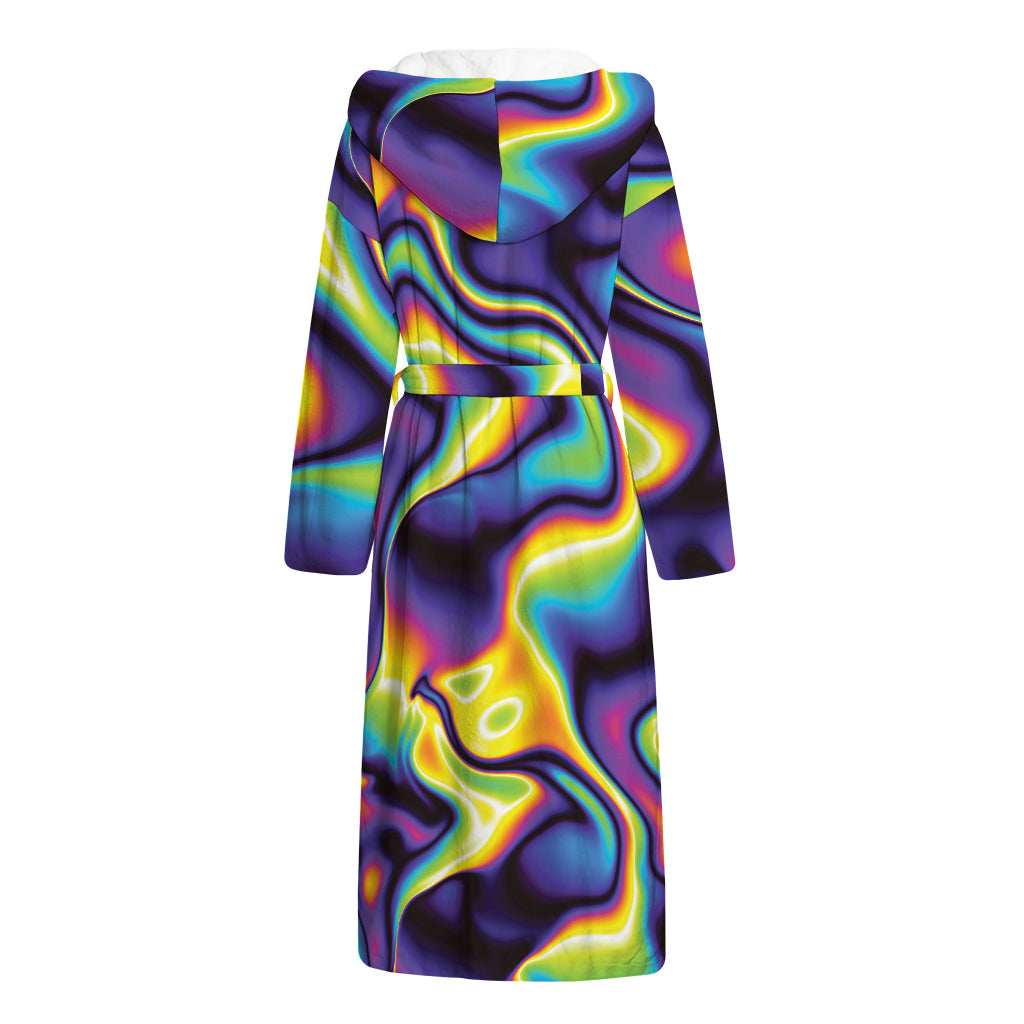 Psychedelic Wavy Print Hooded Bathrobe