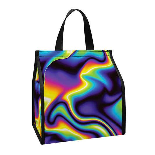 Psychedelic Wavy Print Insulated Lunch Tote