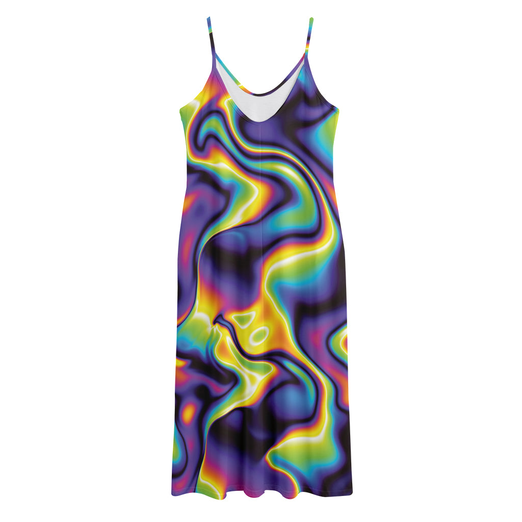 Psychedelic Wavy Print Jersey Midi Cami Dress