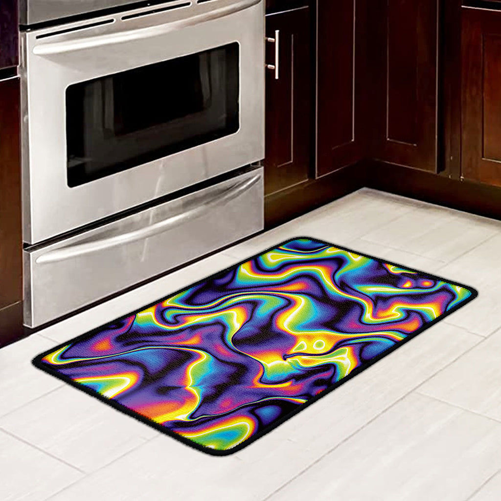 Psychedelic Wavy Print Kitchen Mat
