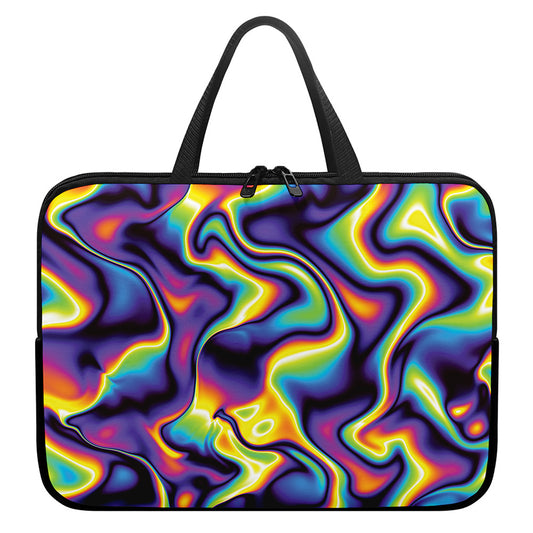 Psychedelic Wavy Print Laptop Sleeve With Handle