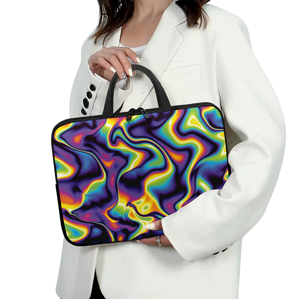 Psychedelic Wavy Print Laptop Sleeve With Handle