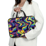 Psychedelic Wavy Print Laptop Sleeve With Handle