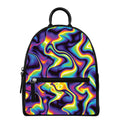 Psychedelic Wavy Print Leather Backpack