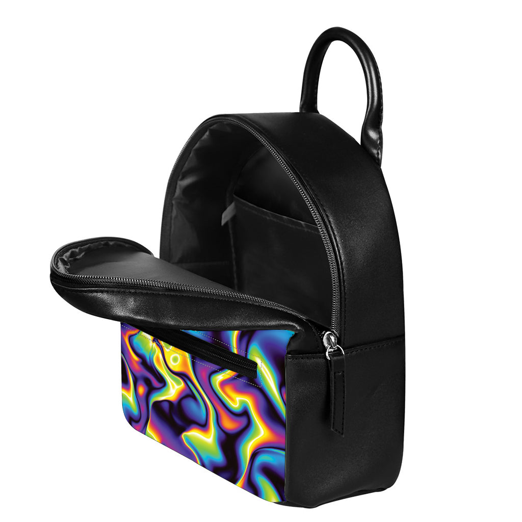 Psychedelic Wavy Print Leather Backpack