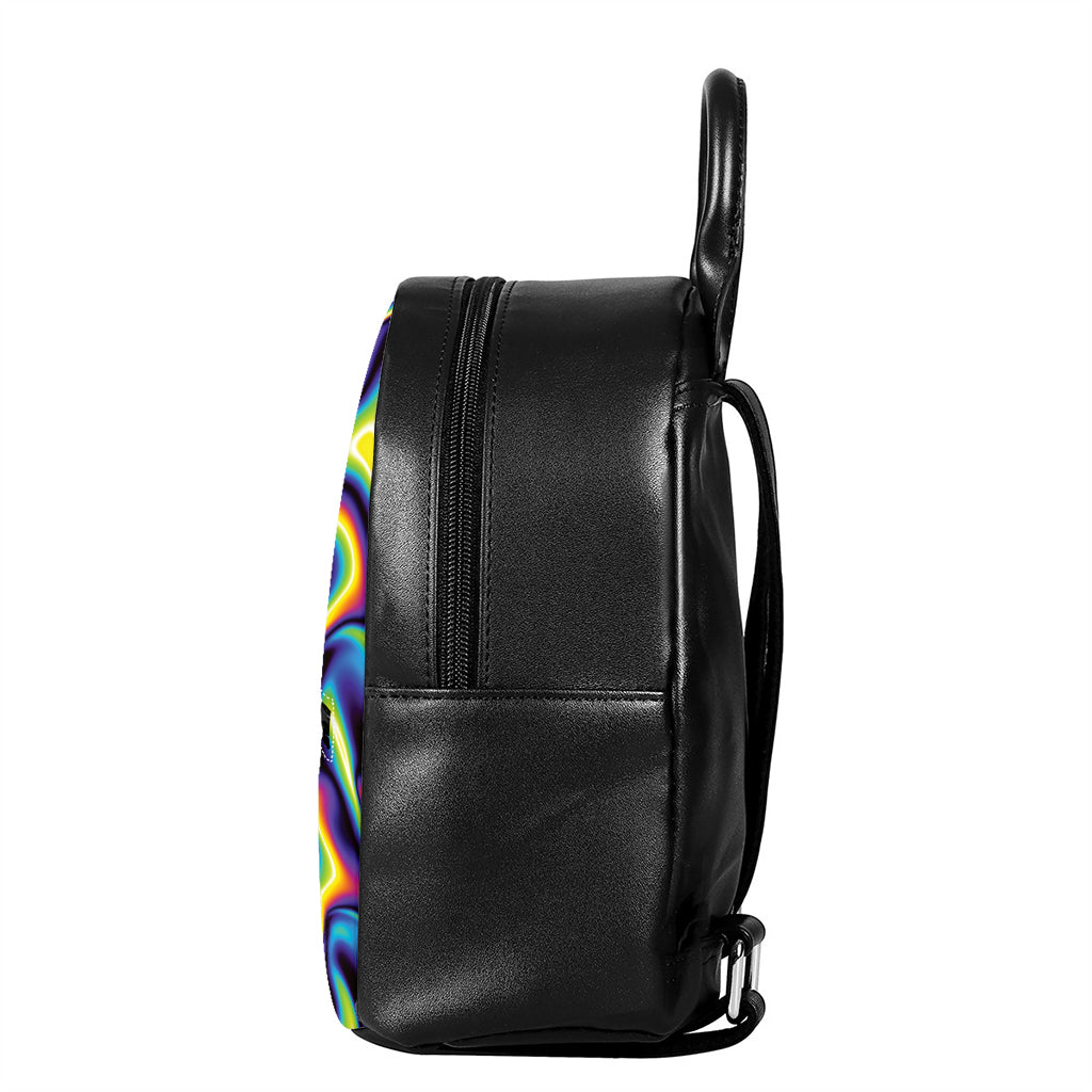 Psychedelic Wavy Print Leather Backpack