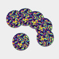 Psychedelic Wavy Print Leather Coaster Set