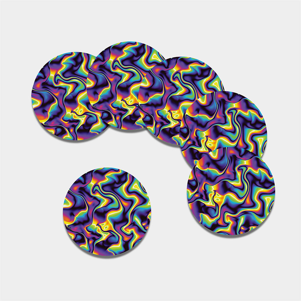 Psychedelic Wavy Print Leather Coaster Set