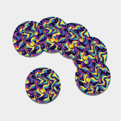 Psychedelic Wavy Print Leather Coaster Set