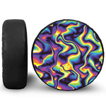 Psychedelic Wavy Print Leather Spare Tire Cover