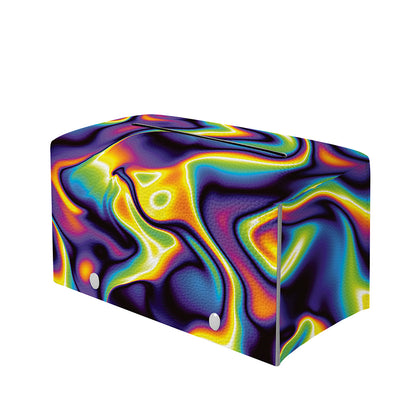 Psychedelic Wavy Print Leather Tissue Box Cover