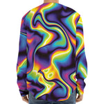 Psychedelic Wavy Print Long Sleeve Baseball Jersey