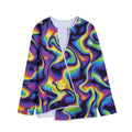 Psychedelic Wavy Print Long Sleeve Short Coat