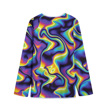 Psychedelic Wavy Print Long Sleeve Short Coat