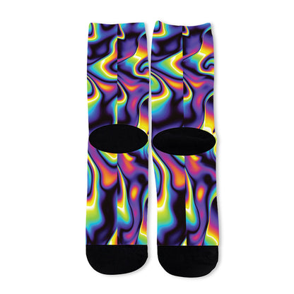 Psychedelic Wavy Print Long Socks