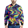 Psychedelic Wavy Print Men's Bomber Jacket