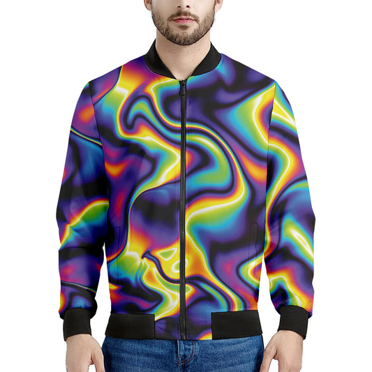 Psychedelic Wavy Print Men's Bomber Jacket