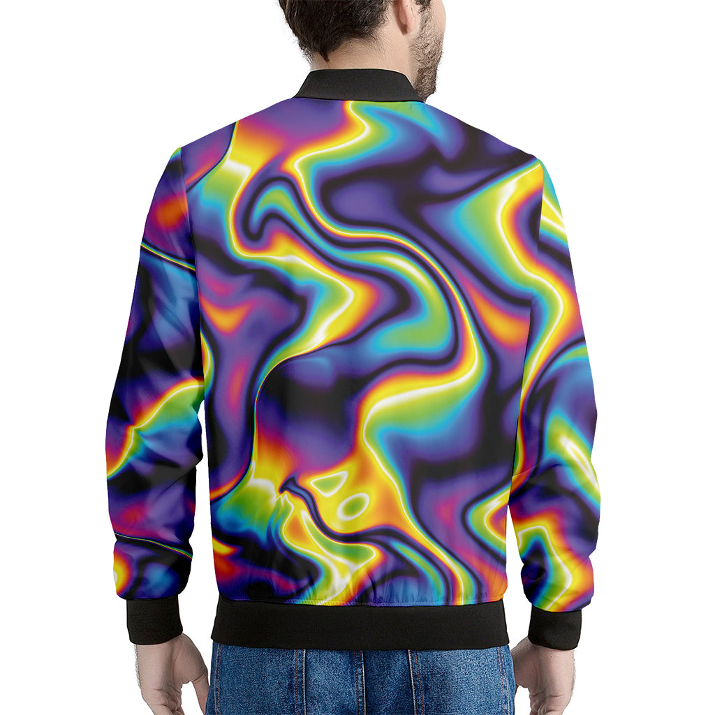 Psychedelic Wavy Print Men's Bomber Jacket