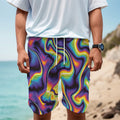 Psychedelic Wavy Print Men's Cargo Shorts