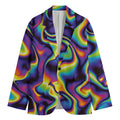 Psychedelic Wavy Print Men's Cotton Blazer