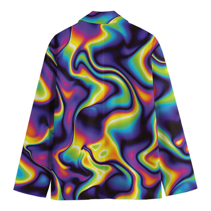 Psychedelic Wavy Print Men's Cotton Blazer