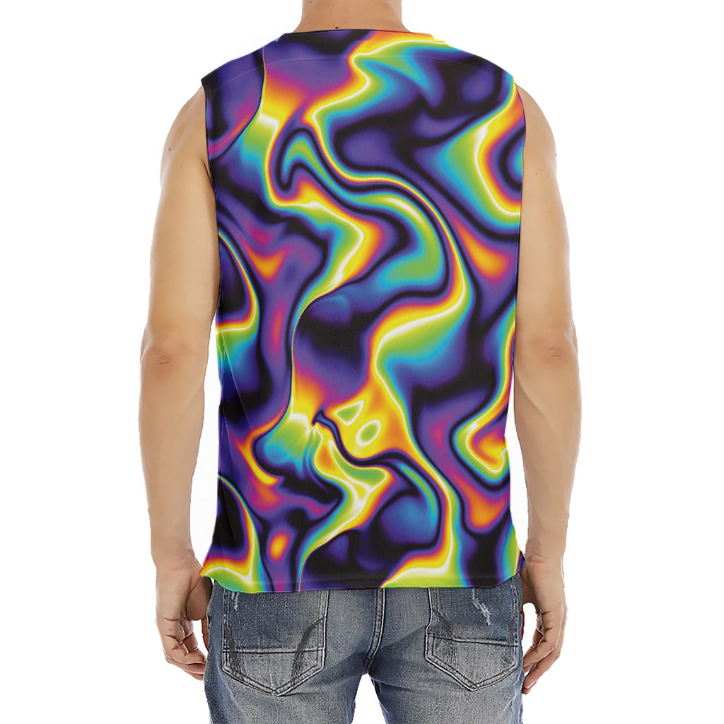 Psychedelic Wavy Print Men's Fitness Tank Top