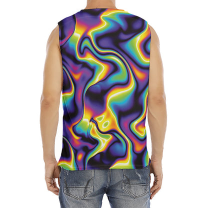 Psychedelic Wavy Print Men's Fitness Tank Top