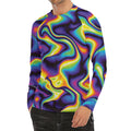 Psychedelic Wavy Print Men's Long Sleeve Rash Guard