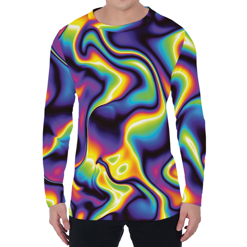 Psychedelic Wavy Print Men's Long Sleeve T-Shirt