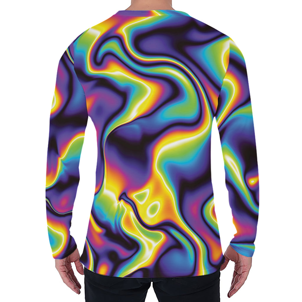 Psychedelic Wavy Print Men's Long Sleeve T-Shirt