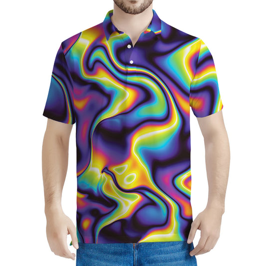 Psychedelic Wavy Print Men's Polo Shirt
