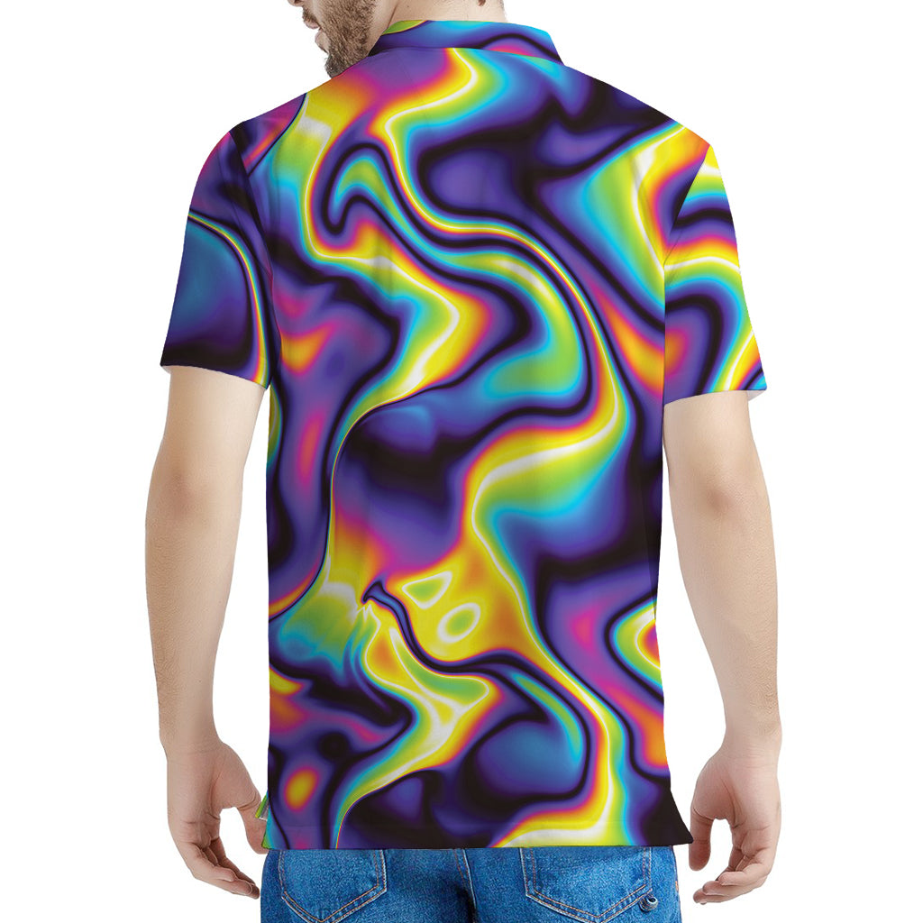 Psychedelic Wavy Print Men's Polo Shirt