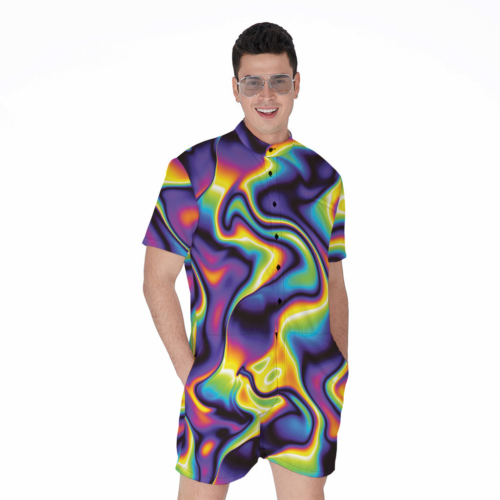 Psychedelic Wavy Print Men's Rompers