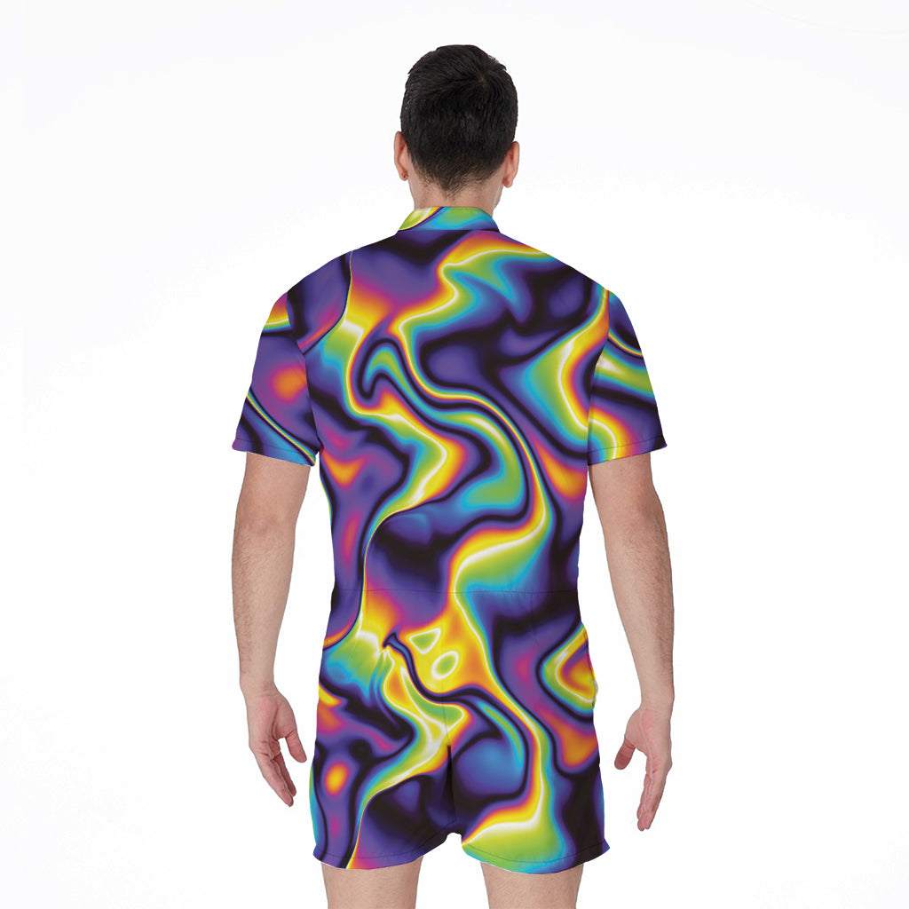Psychedelic Wavy Print Men's Rompers