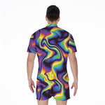Psychedelic Wavy Print Men's Rompers