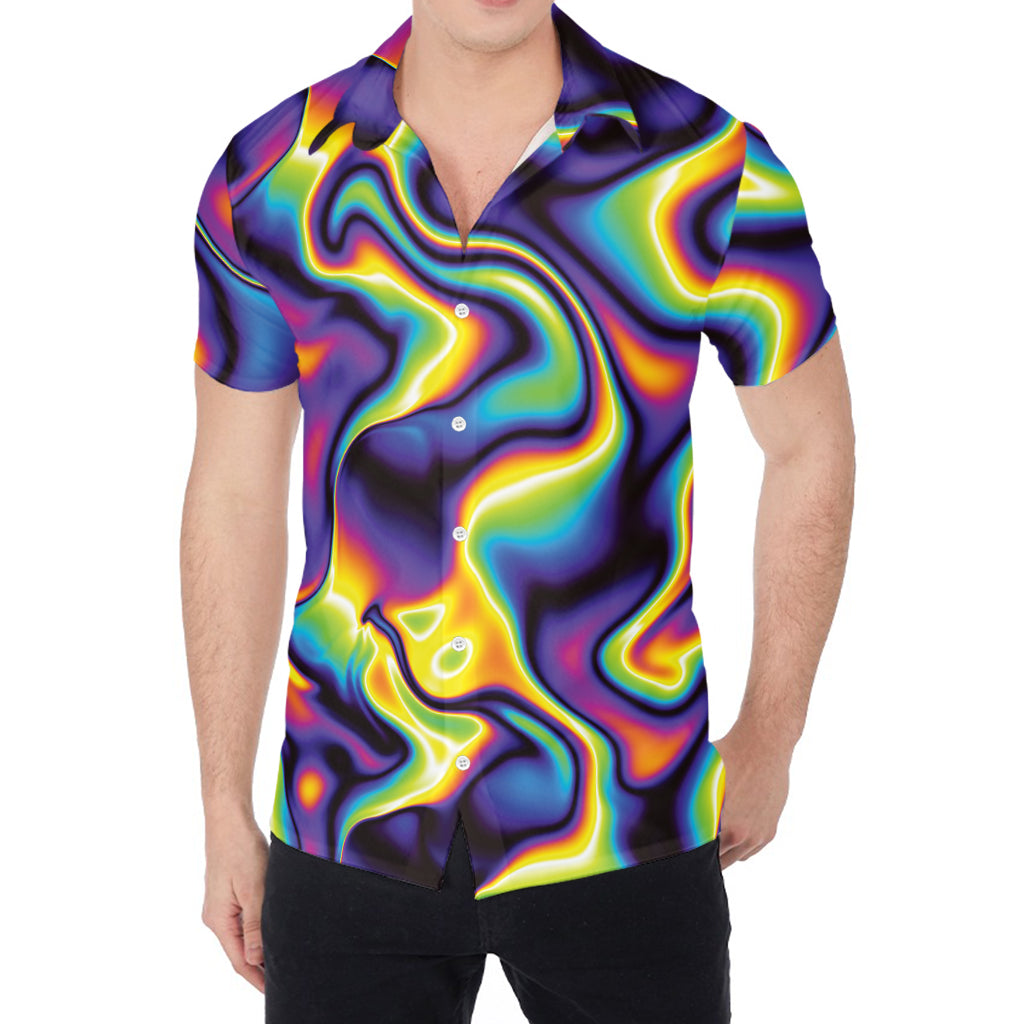 Psychedelic Wavy Print Men's Shirt