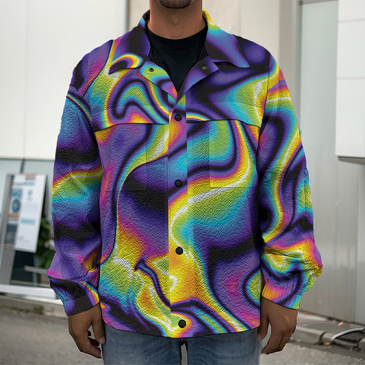 Psychedelic Wavy Print Men's Shirt Jacket