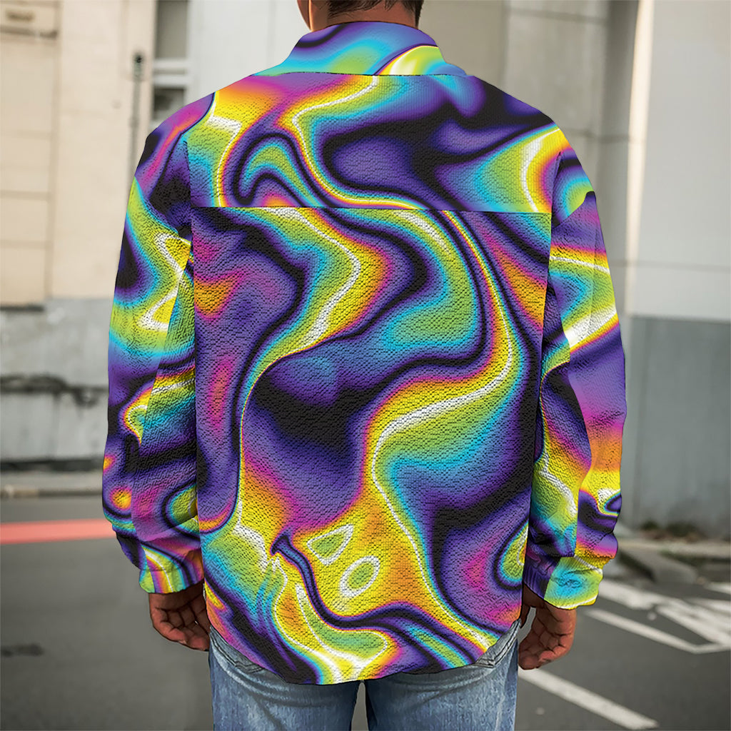 Psychedelic Wavy Print Men's Shirt Jacket