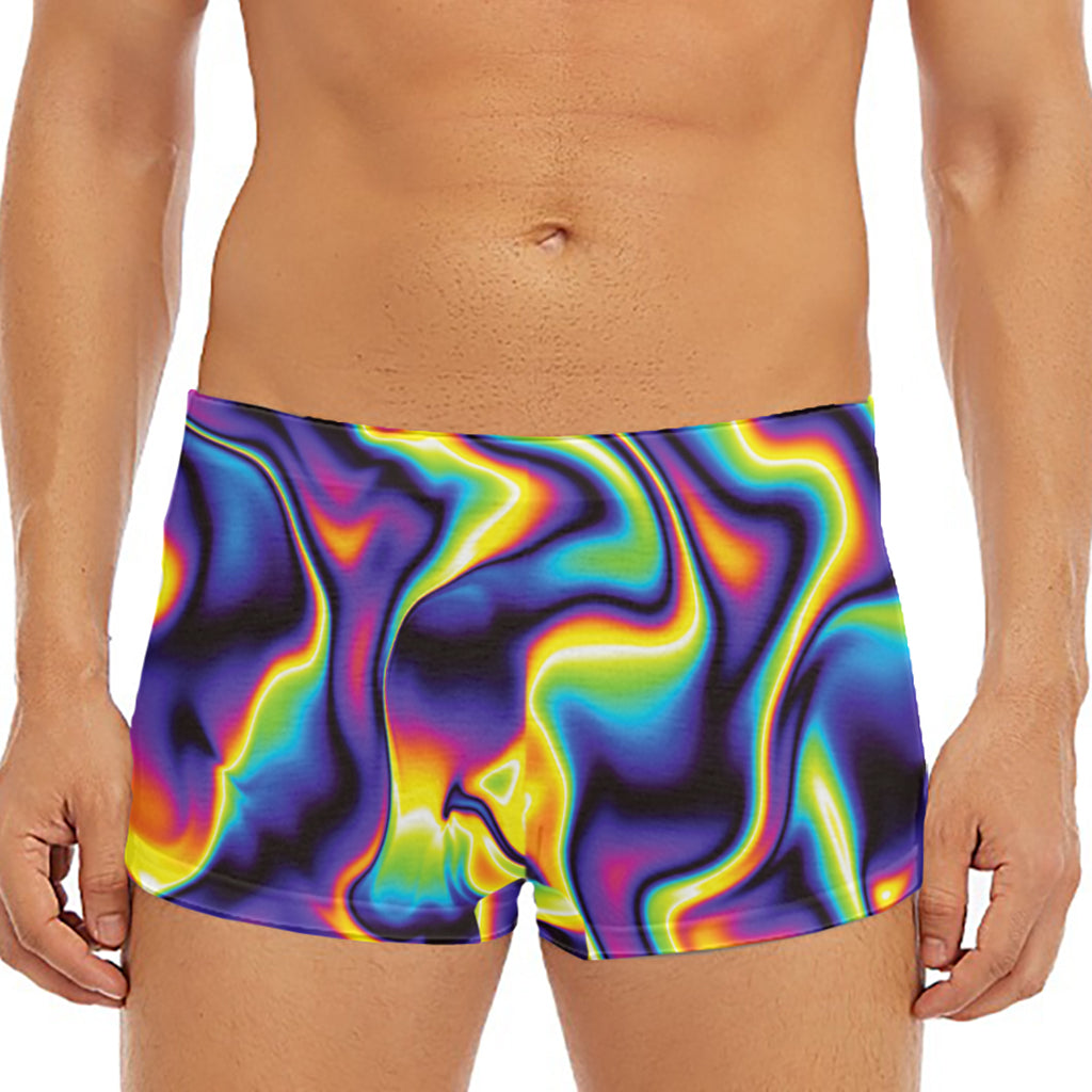 Psychedelic Wavy Print Men's Short Boxer Briefs