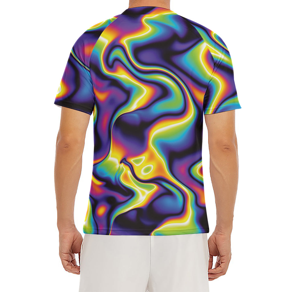 Psychedelic Wavy Print Men's Short Sleeve Rash Guard