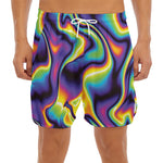Psychedelic Wavy Print Men's Split Running Shorts