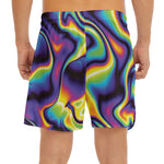 Psychedelic Wavy Print Men's Split Running Shorts